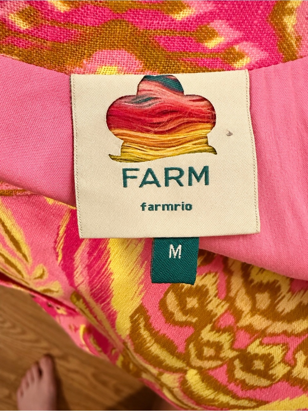 FARM Rio Pineapple Tapestry Studded Linen Tunic Mini Dress Pink Boho Resort - Picture 7 of 9